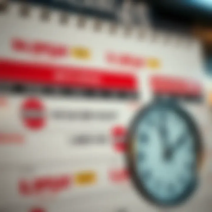 Calendar marked with public holidays and a clock symbolizing store opening and closing times