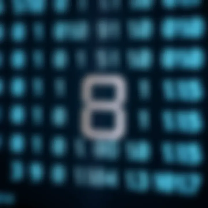 Diagram showing binary digits representing the decimal number eight