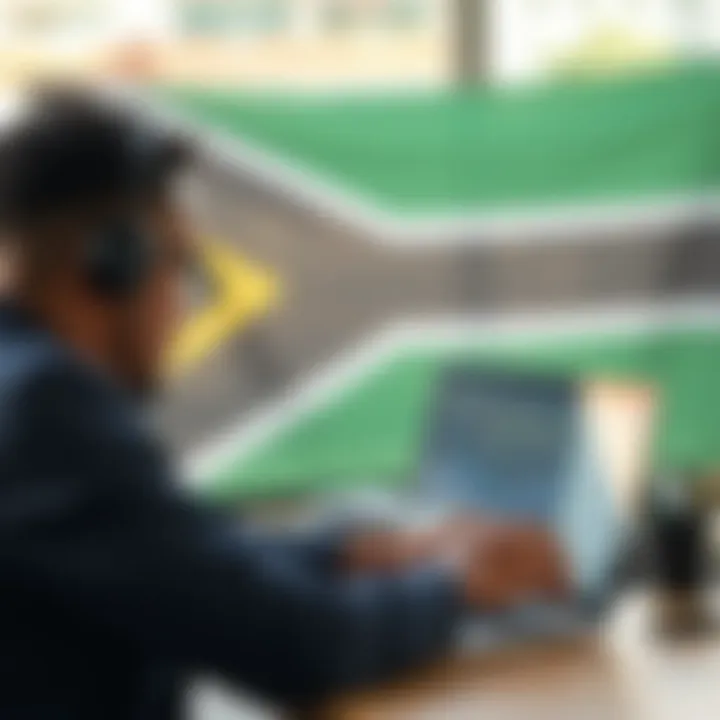 South African trader analyzing forex charts on a laptop with national flag in background