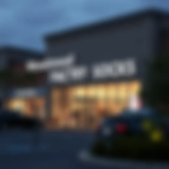 Exterior view of Woodmead Factory Shops showing multiple retail store fronts with clear signage and parking area