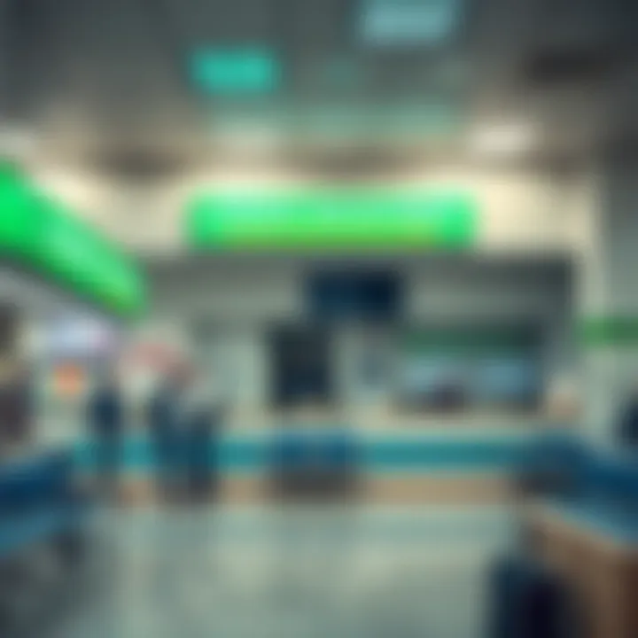 Interior view showing service counters and waiting area at licence department