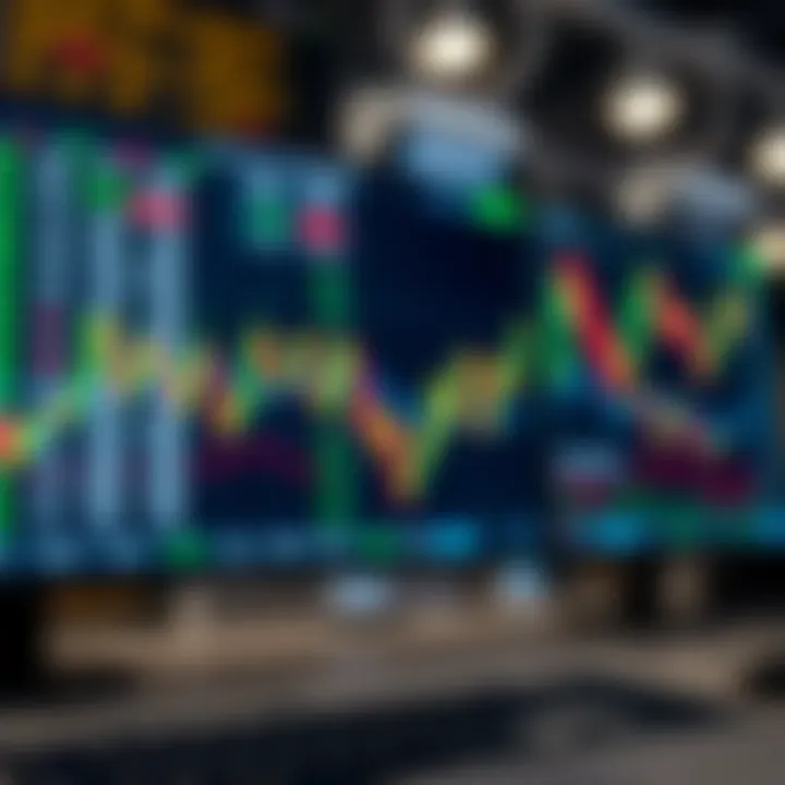 Illustration of a digital trading interface showing binary options charts and data analytics