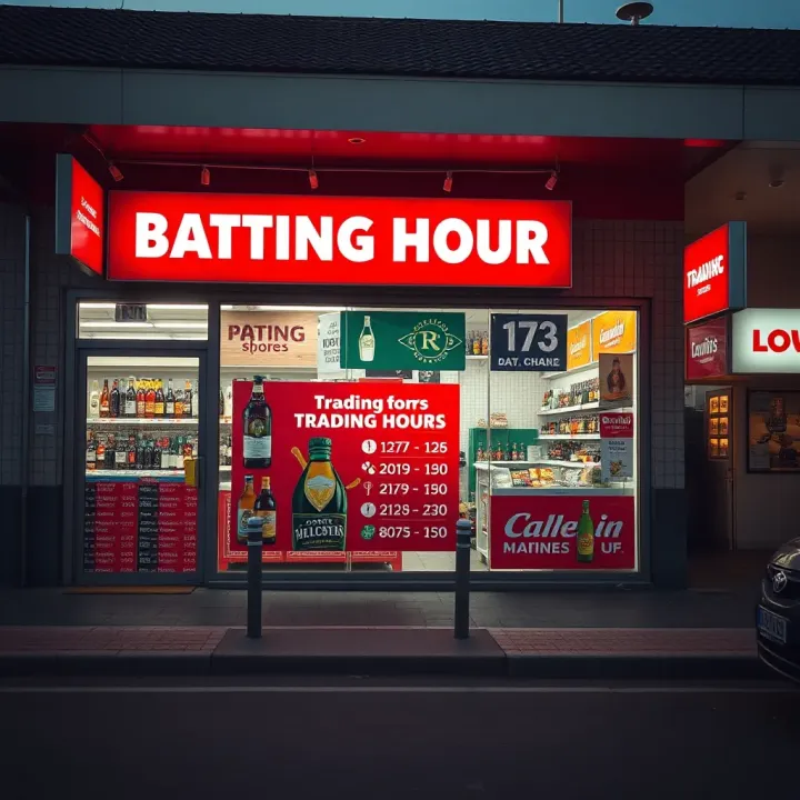 Exterior of a South African bottle store with displayed opening hours