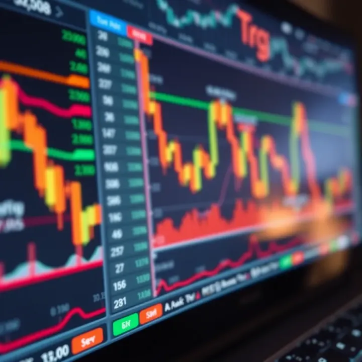 User interface of a trading application displaying stock charts and market data