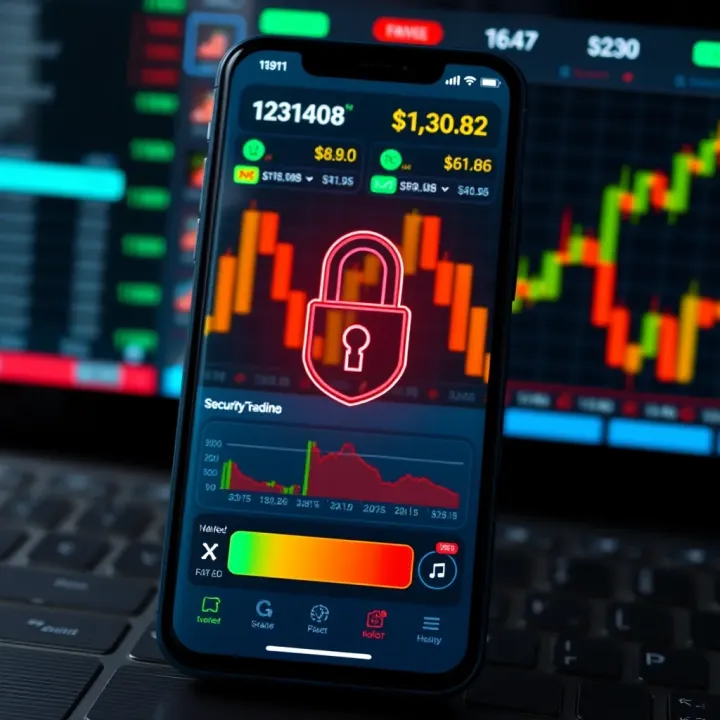 Security and Data Efficiency Features in Forex Trading Apps Illustration of secure forex trading app interface highlighting security and data efficiency features