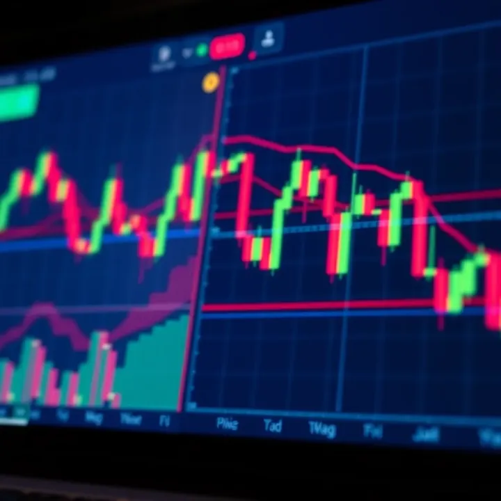 Candlestick and line charts illustrating forex market trends and price movements