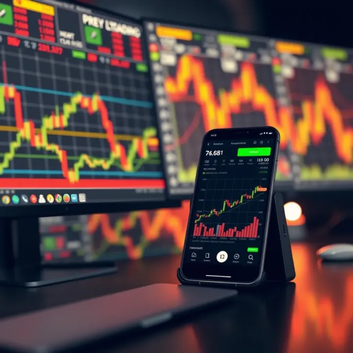 Conceptual illustration of safe forex trading environment using demo apps with financial graphs