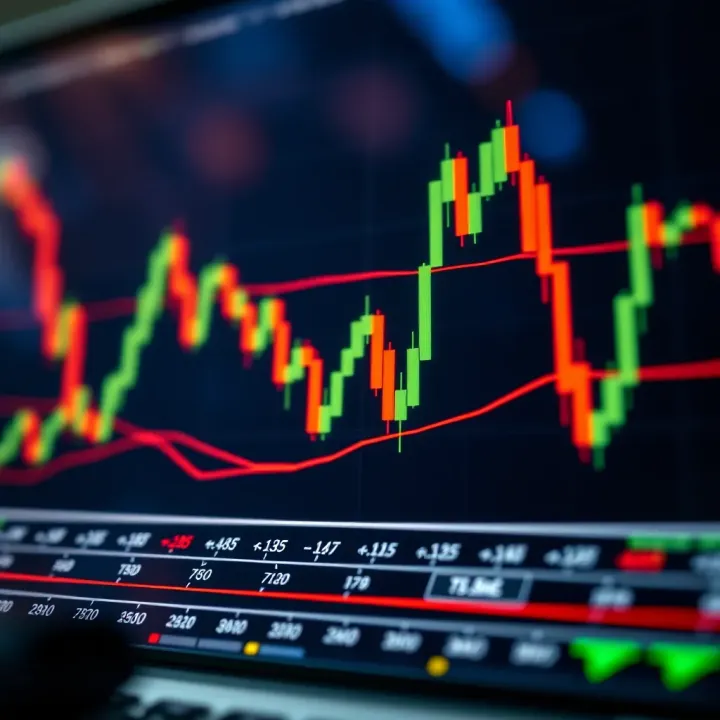 Chart showing candlestick patterns with trend lines representing technical forex trading strategy
