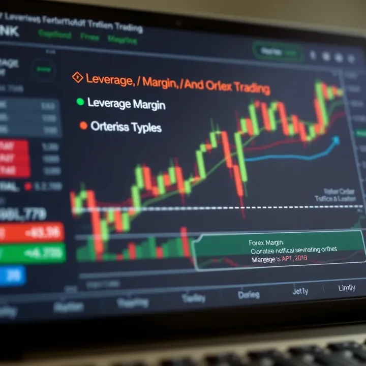 Diagram showing leverage, margin, and different order types in forex market