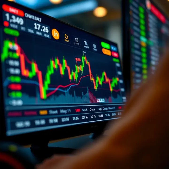 User interface of a demo forex trading app showing currency charts and trading controls
