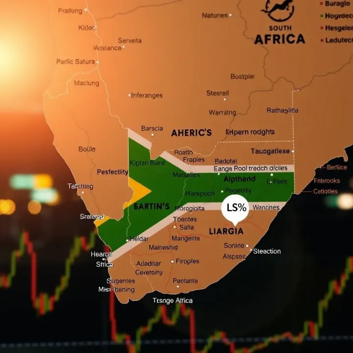 Map of South Africa highlighting cities with local forex trading offices and online broker services