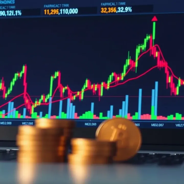 Chart displaying forex currency pairs with upward growth trend and financial data indicators