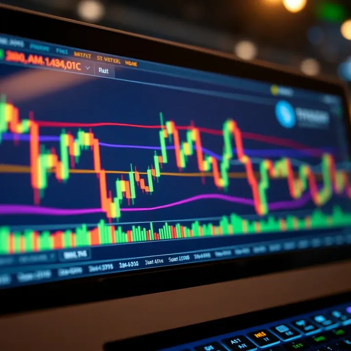 Chart displaying foreign exchange market trends and candlestick patterns