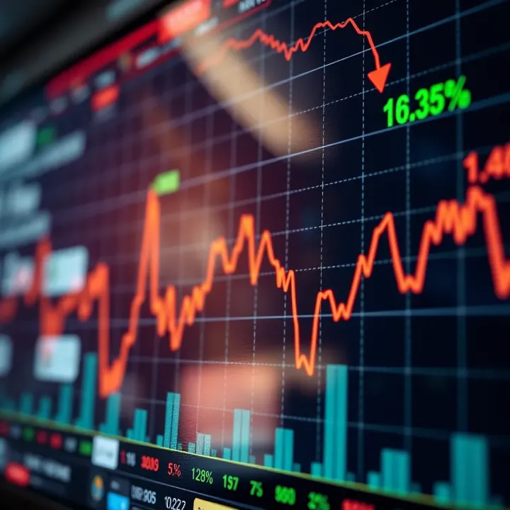Graph depicting currency exchange rates fluctuating over time in a financial market