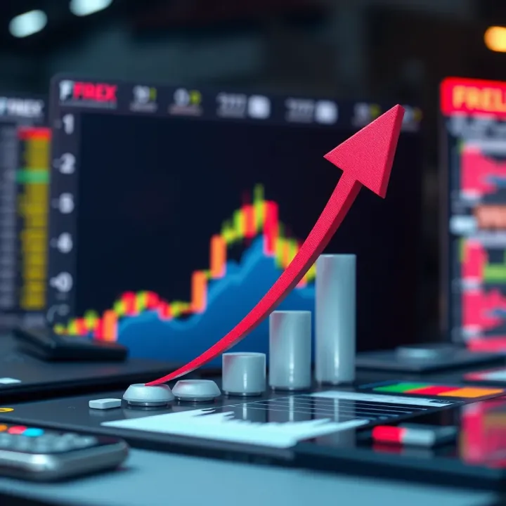 Financial Market Growth and Analysis Concept Conceptual illustration of financial growth and market analysis with upward arrow