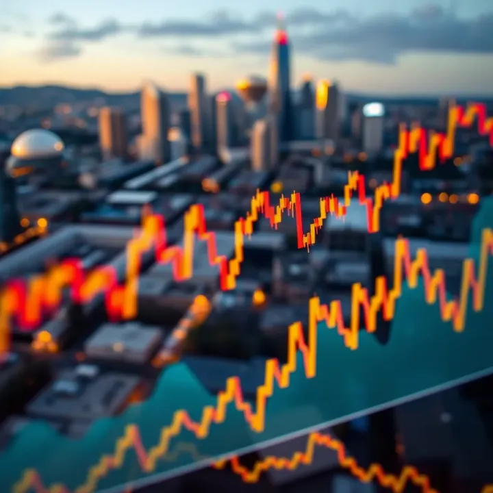 Forex Currency Exchange Trends in Johannesburg Chart showing forex currency exchange trends with Johannesburg city skyline in background