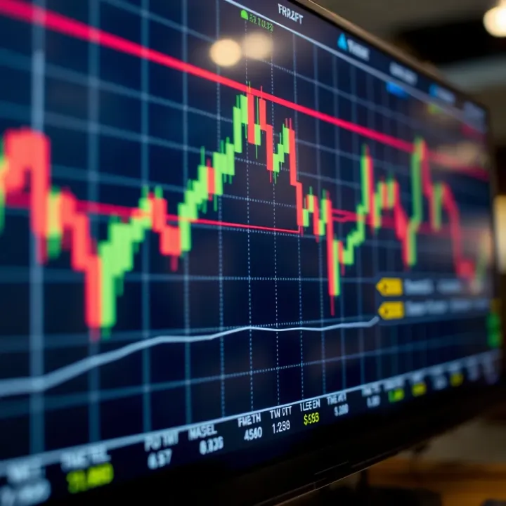 Chart showing currency price fluctuations in the forex market
