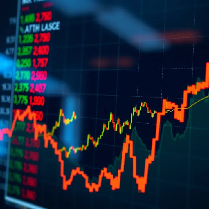Graph illustrating currency market volatility with fluctuating forex rates over time