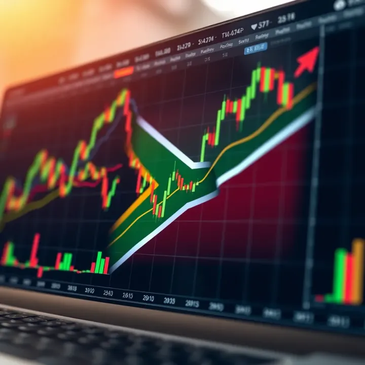Illustration of financial charts displaying forex market trends with South African flag overlay