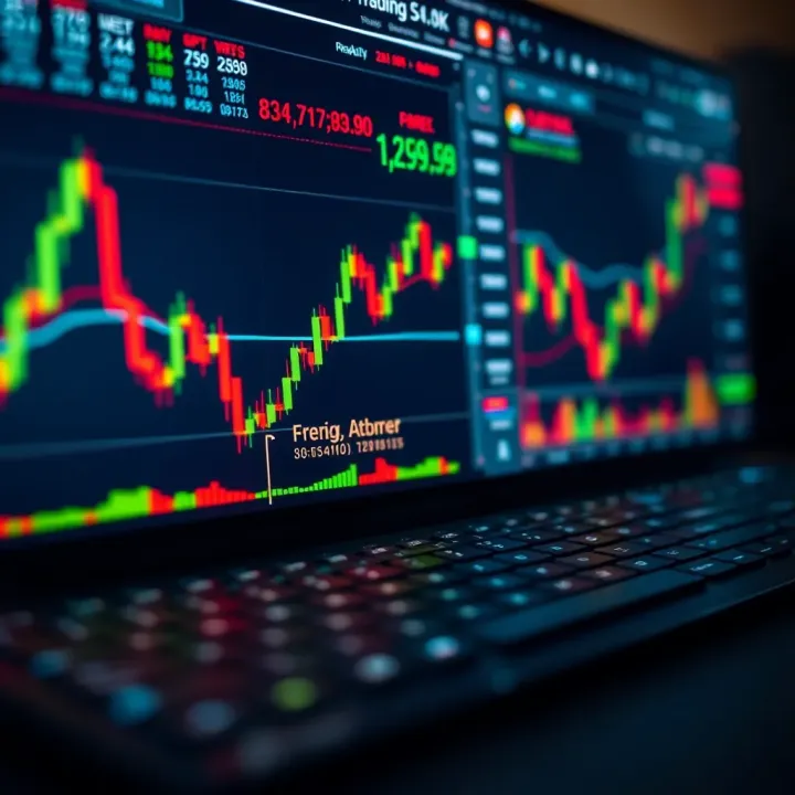 Evaluating Forex Trading System Performance Graphic showing a forex trading platform with indicators and performance metrics