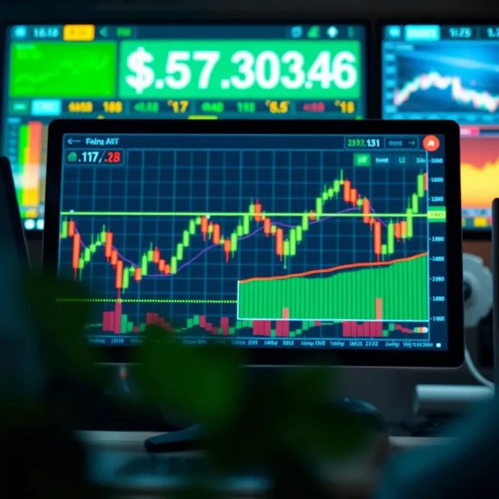 Digital interface displaying forex chart analysis with signal indicators