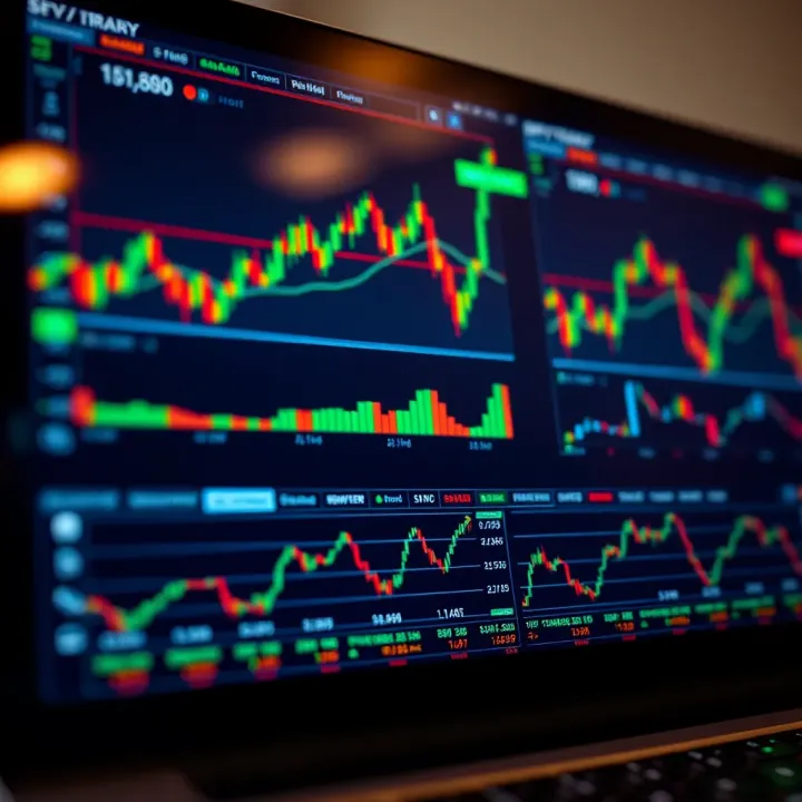 Interactive forex trading platform interface with charts and currency pairs displayed
