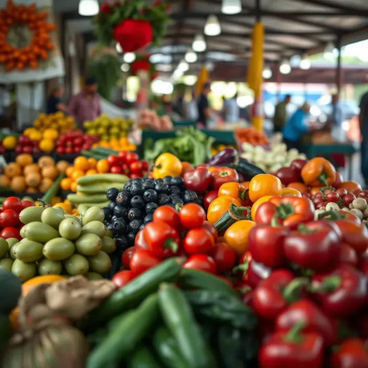 Fresh assortment of colorful fruits and vegetables at a Kuilsriver market stall