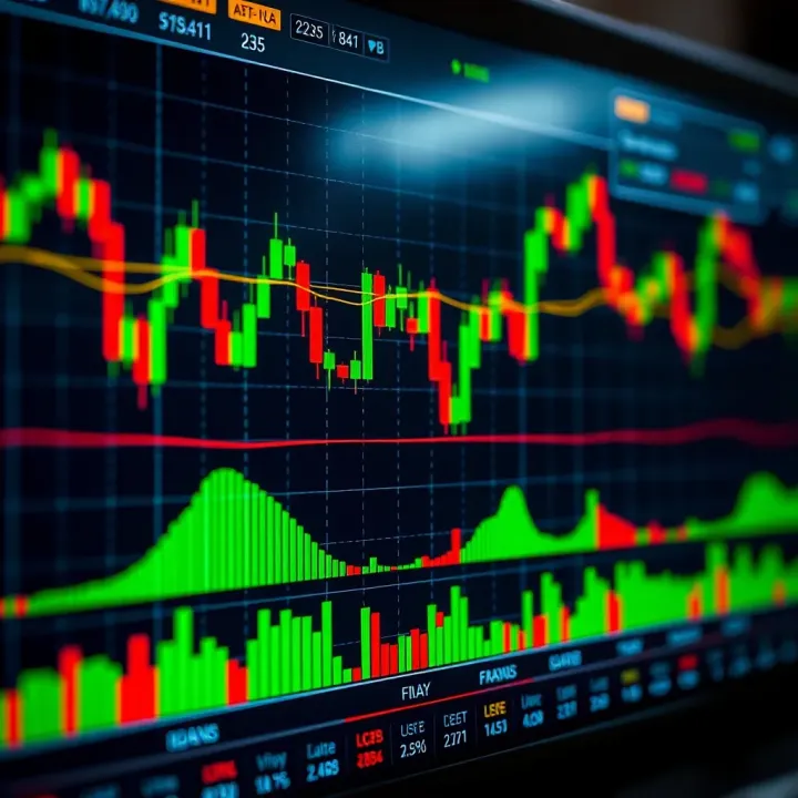 Chart depicting various forex trading strategies with technical indicators and trend lines