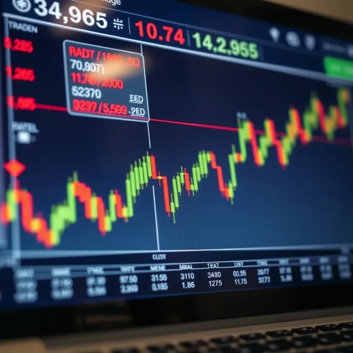 Graph showing currency exchange rates with upward trends on a digital trading platform
