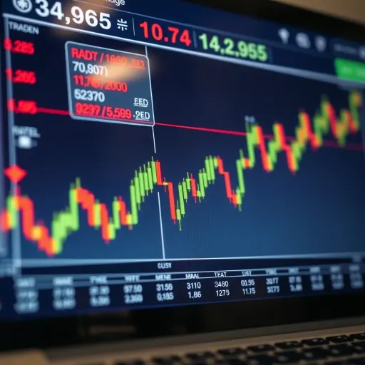 Currency Exchange Trends on Forex Trading Platform Graph showing currency exchange rates with upward trends on a digital trading platform