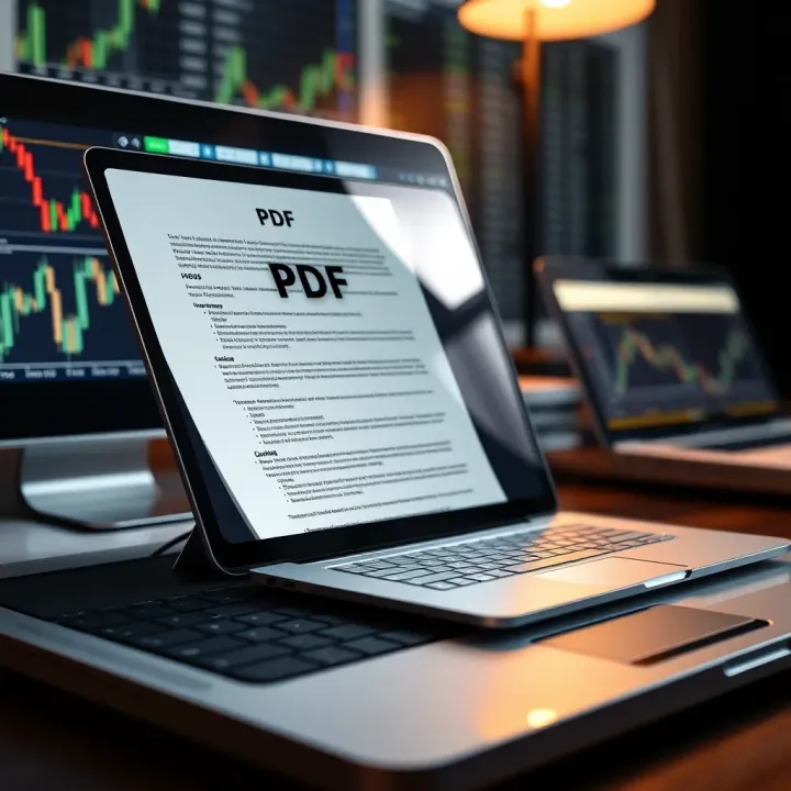 Open PDF document displaying forex trading course content on a laptop screen