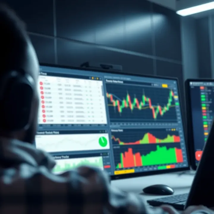 User interface of a forex trading simulator displaying charts and trading options