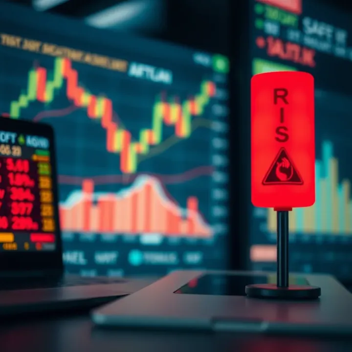 Conceptual illustration of risk management with financial graphs and safety symbols