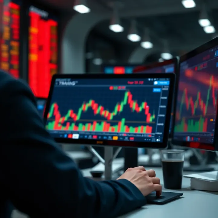 Visualization of strategy practice with binary trading signals and simulated investment outcomes