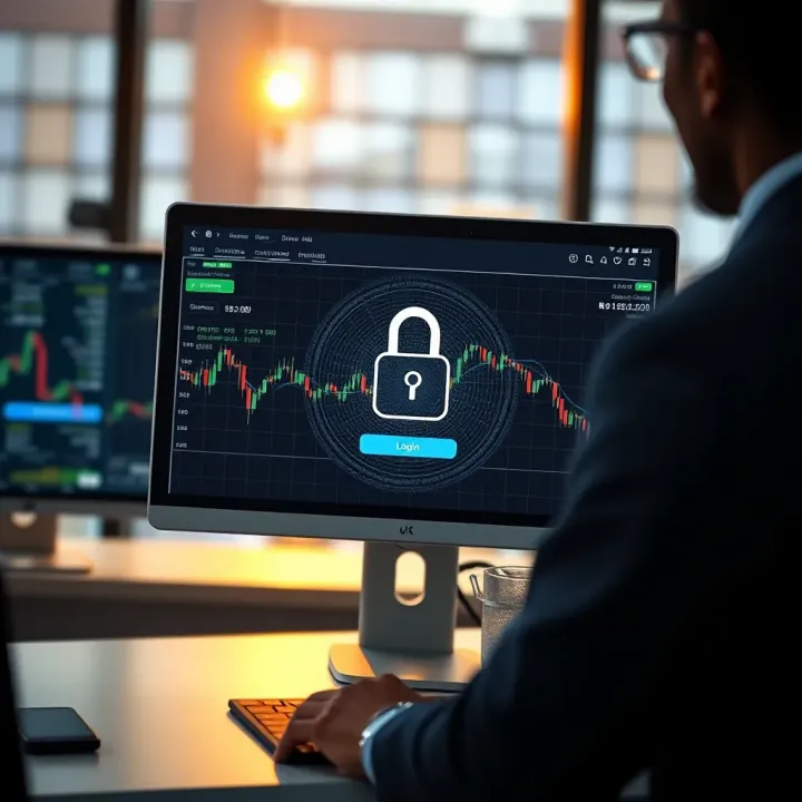 Secure Access to Forex Trading Platform Secure login screen of forex trading platform emphasizing data protection and user authentication