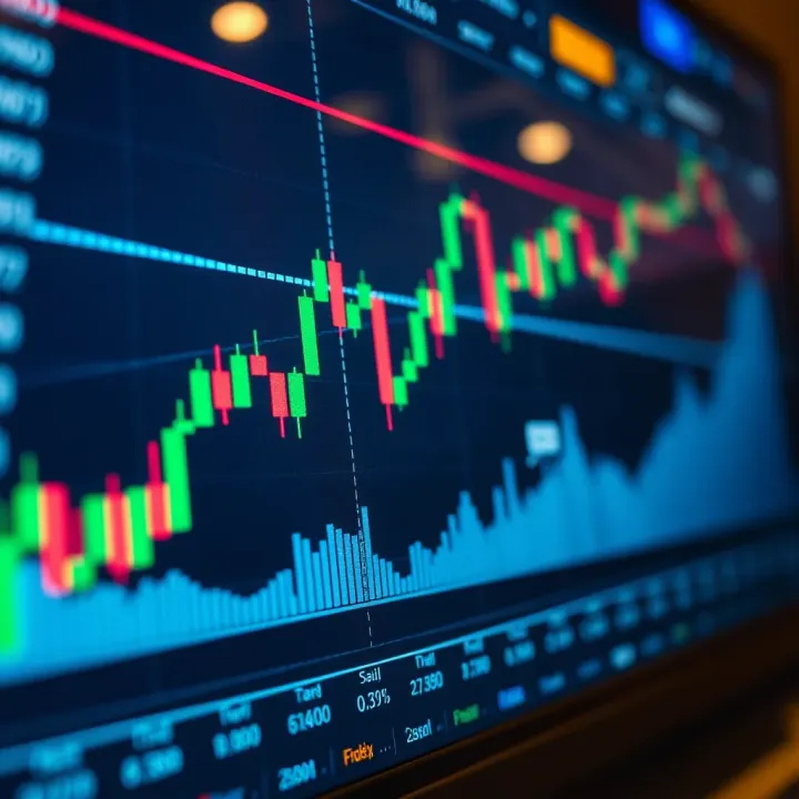 Graph showing fluctuating currency exchange rates on a digital trading platform