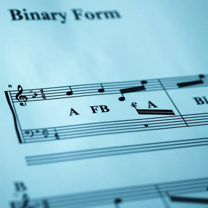 Binary Form Structure in Music Composition Musical score displaying the two distinct sections of binary form labeled A and B