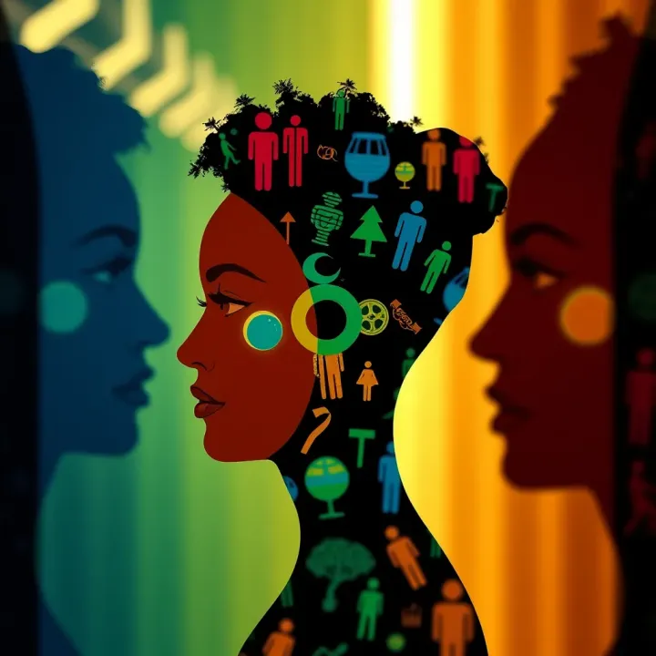 Conceptual representation of gender diversity with diverse color spectrum and symbols intertwined