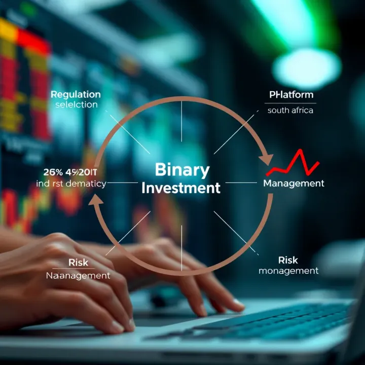 Diagram illustrating regulation, platform selection, and risk management for binary trading in South Africa