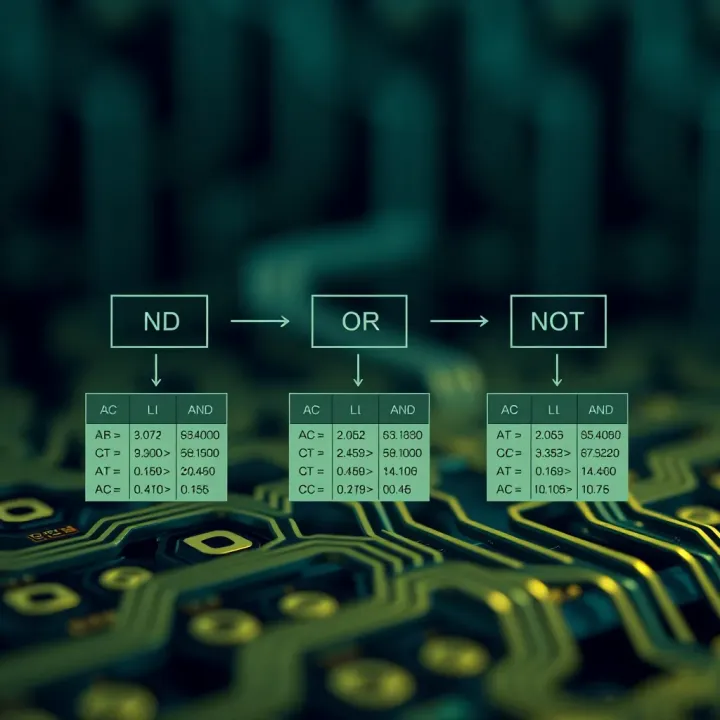 Basic Binary Logic Gates and Their Truth Tables Diagram showing basic binary logic gates including AND, OR, and NOT with their respective truth tables