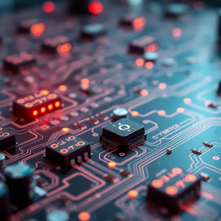 Visualization of binary logic circuits powering modern digital devices and programming applications