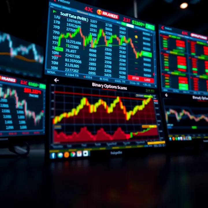 Deceptive binary options trading platform displaying misleading profit charts
