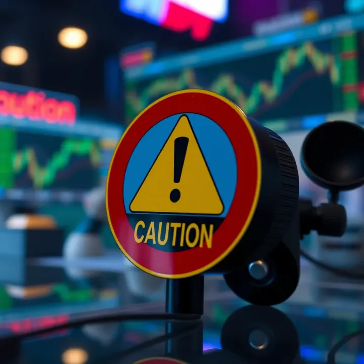 Alert symbol highlighting caution against fraudulent online trading schemes