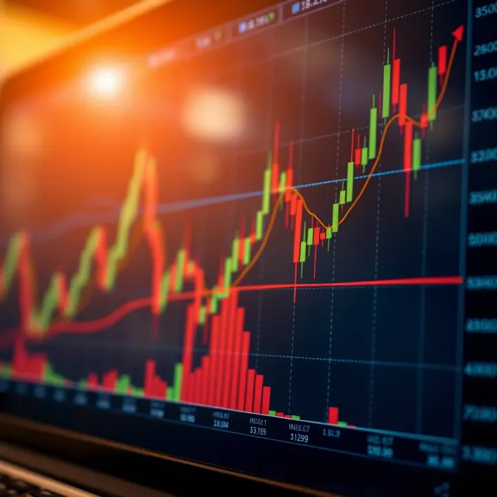 Chart showing upward and downward price trends with clear binary option trading indicators