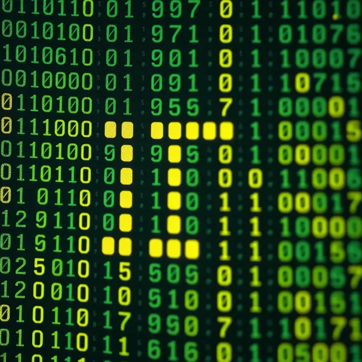 Conversion of Decimal to Binary Encoding Visual depiction of converting a decimal numeral into binary code with highlighted bits