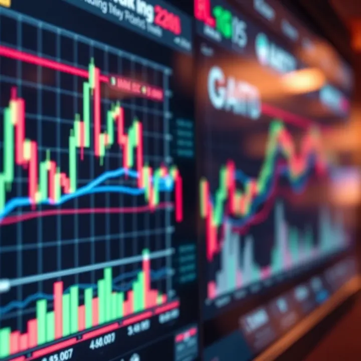 Graph showing automated trading signals and binary options market trends