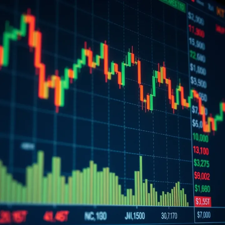 Illustration of a forex trading chart showing currency pairs and price movements