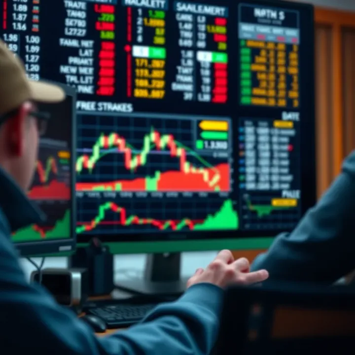 Graphical representation of automated forex trading software analyzing currency market data