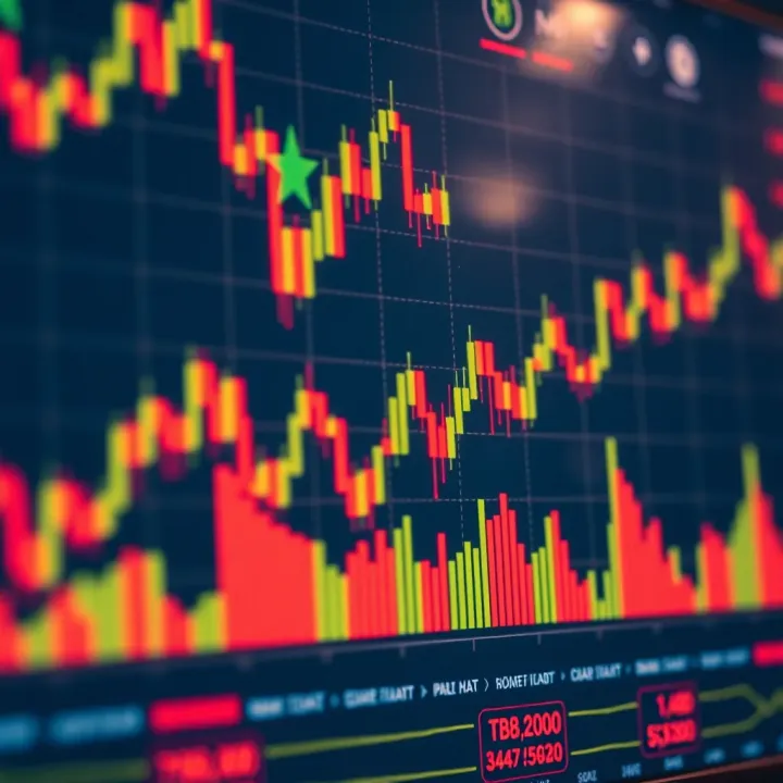Detailed binary options trading chart showing signal indicators and market trends