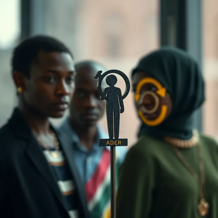 Symbols representing diverse gender identities intersecting with traditional gender binary